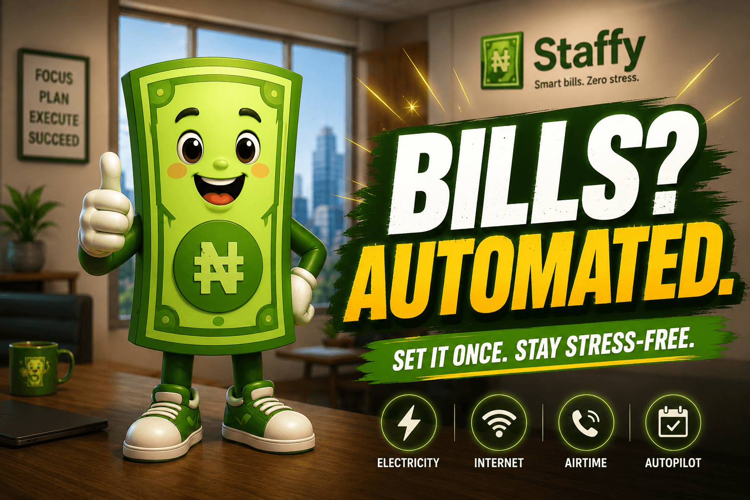 Pay airtime, data, electricity, and more with Staff Pay