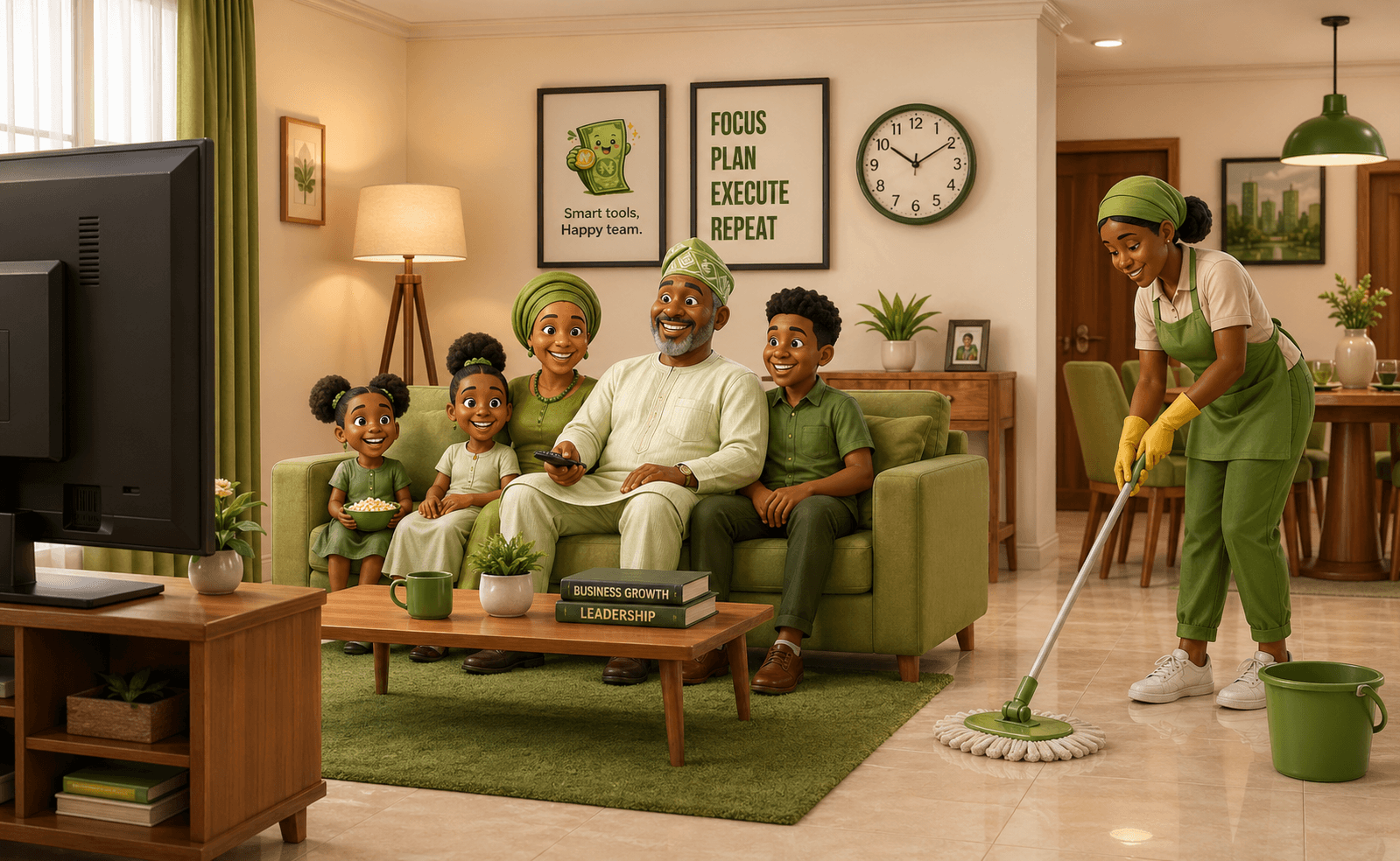 Household budgeting scene for whether three hundred thousand naira a month feels comfortable in Nigeria
